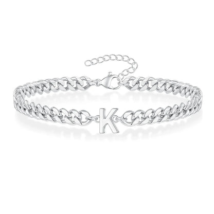 Couples Letter Initial Cuban Bracelet