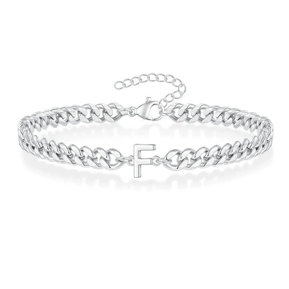 Couples Letter Initial Cuban Bracelet