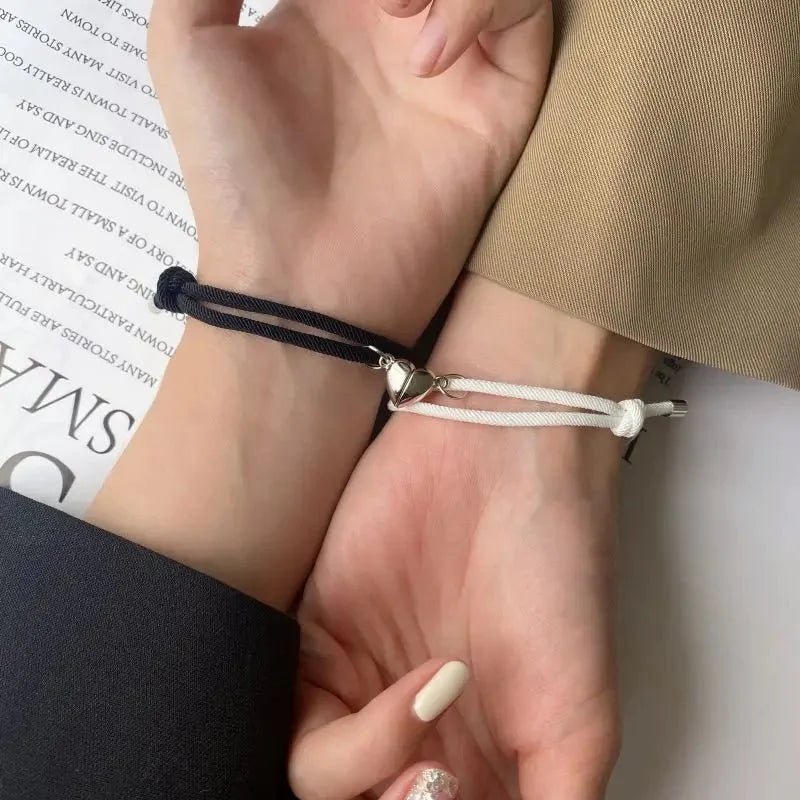 Couples Magnetic Heart Rope Bracelet Set