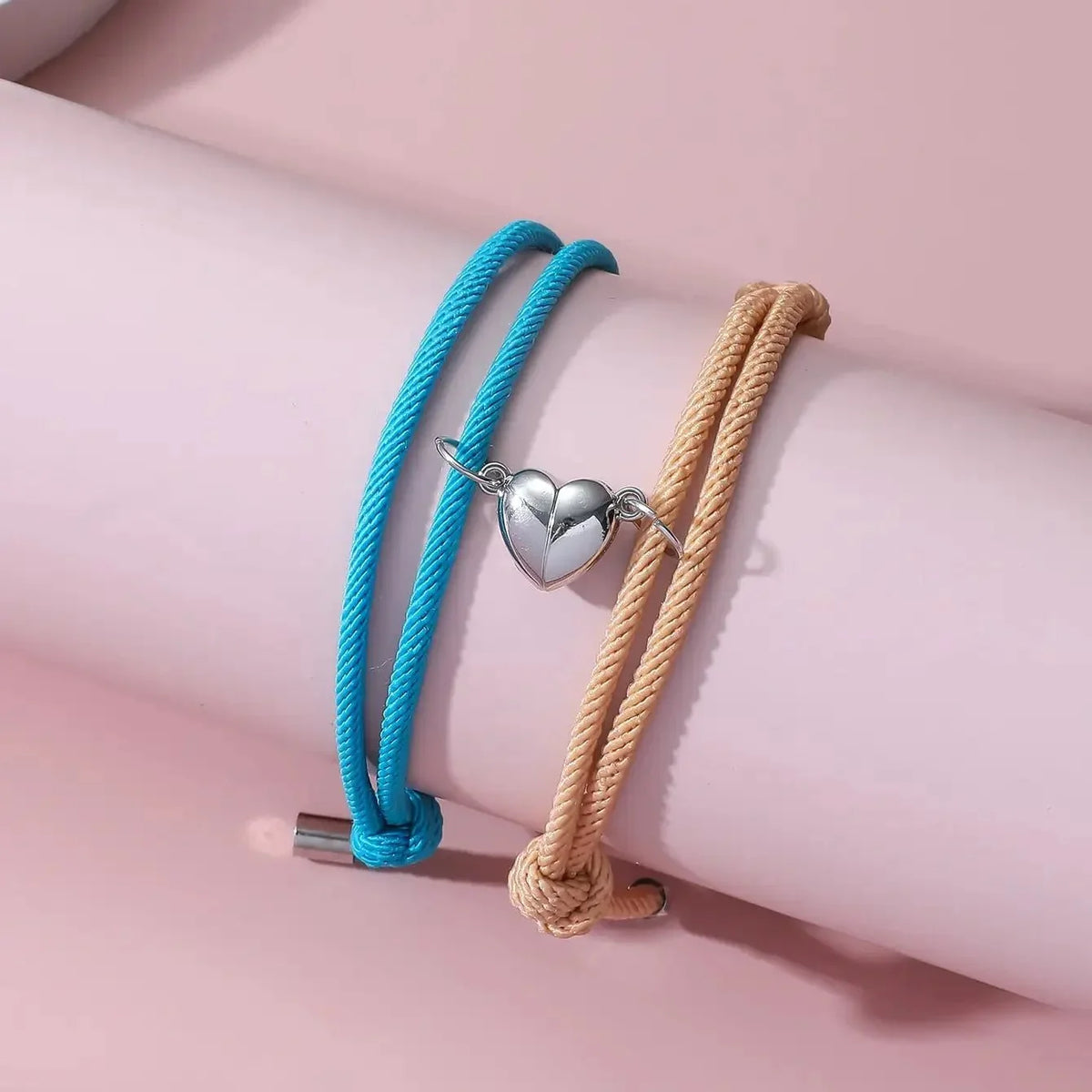 Couples Magnetic Heart Rope Bracelet Set