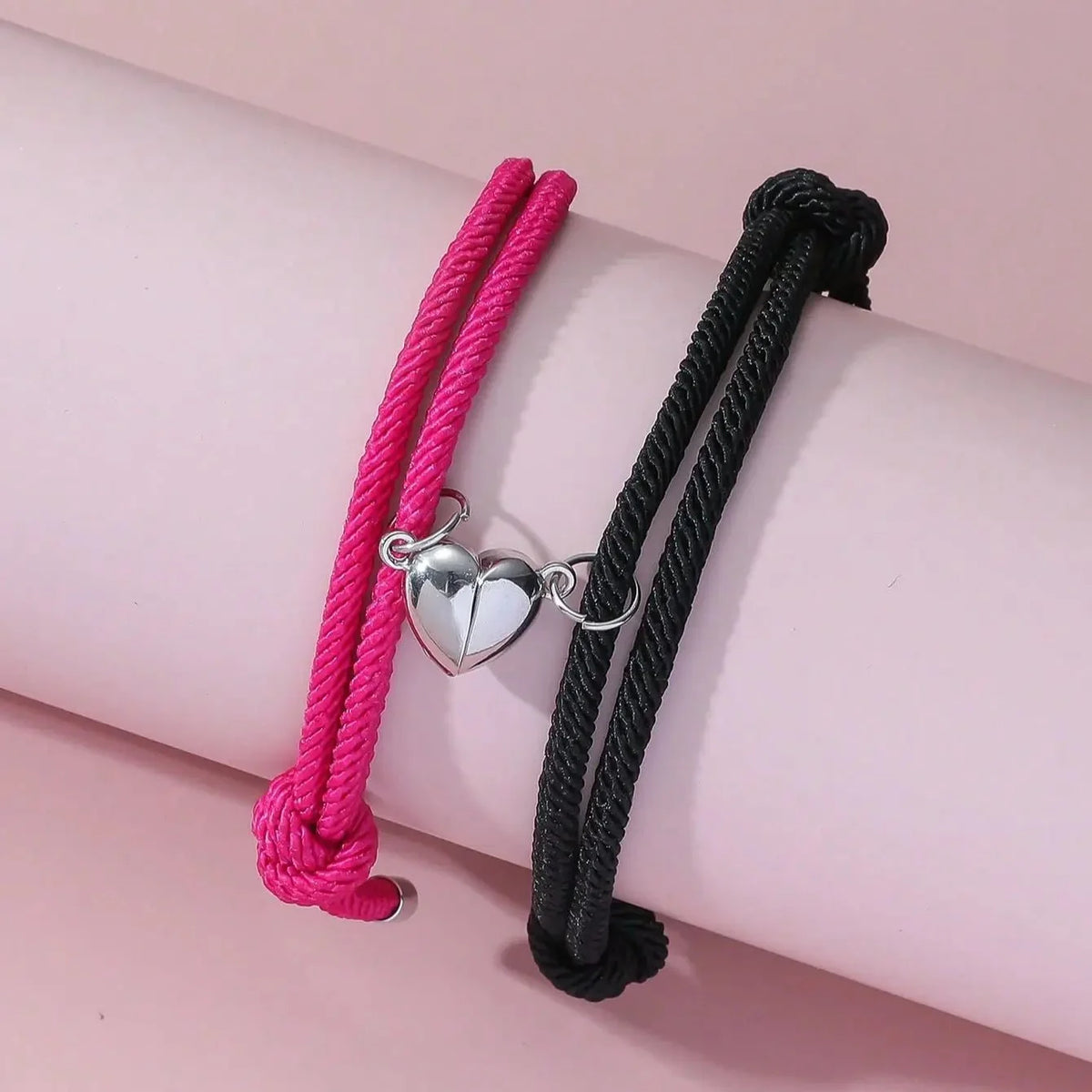 Couples Magnetic Heart Rope Bracelet Set