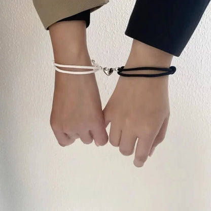 Couples Magnetic Heart Rope Bracelet Set