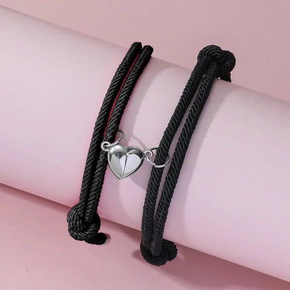 Couples Magnetic Heart Rope Bracelet Set