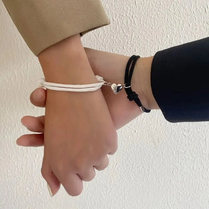 Couples Magnetic Heart Rope Bracelet Set