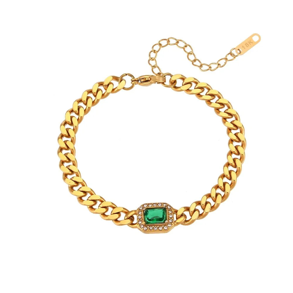 Cuban Chain Square Cut Diamond Choker and Bracelet