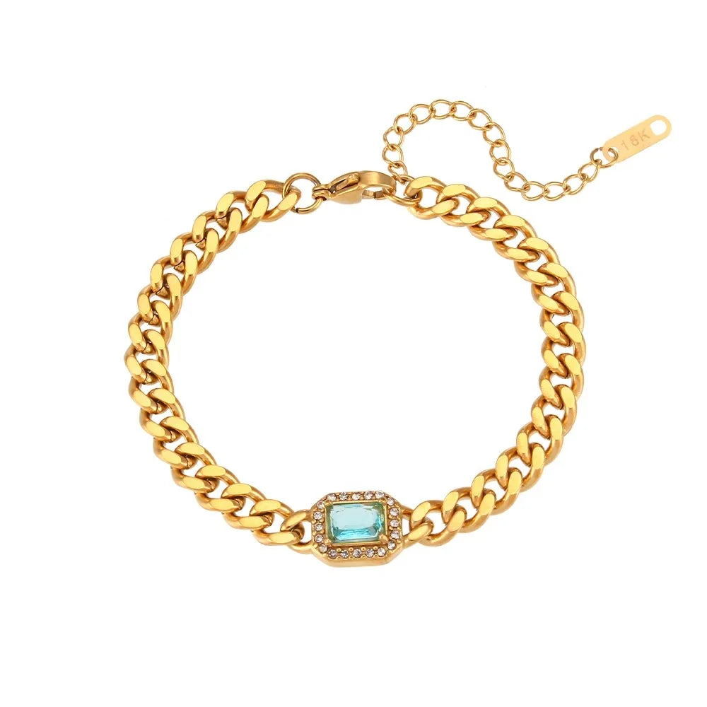 Cuban Chain Square Cut Diamond Choker and Bracelet