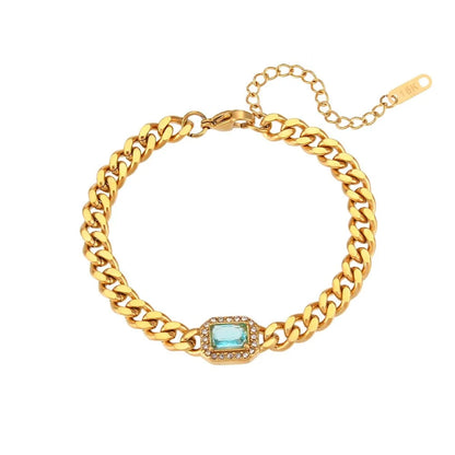 Cuban Chain Square Cut Diamond Choker and Bracelet