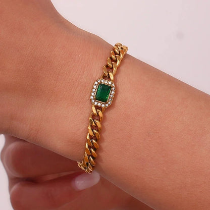 Cuban Chain Square Cut Diamond Choker and Bracelet