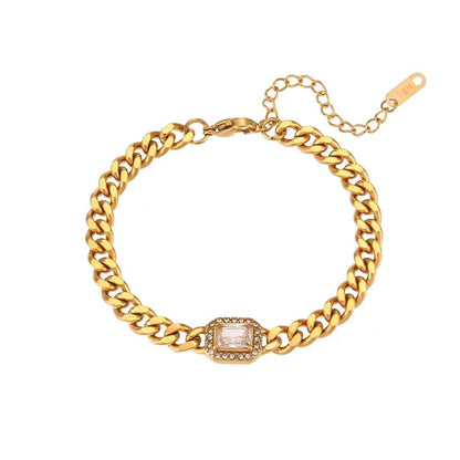 Cuban Chain Square Cut Diamond Choker and Bracelet