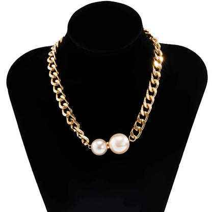 Cuban Link Chain Pearl Ends Necklace