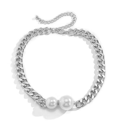 Cuban Link Chain Pearl Ends Necklace