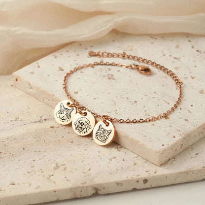Custom Pet Face Pendant Bracelet