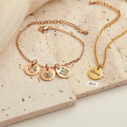 Custom Pet Face Pendant Bracelet