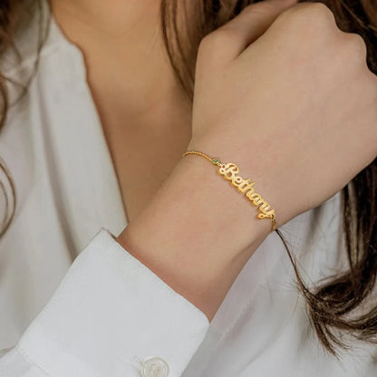 Customized Name & Birthstone Chain Bracelet