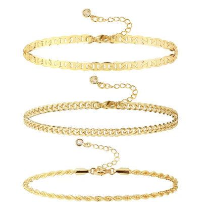 3pc Classic Anklet Stack
