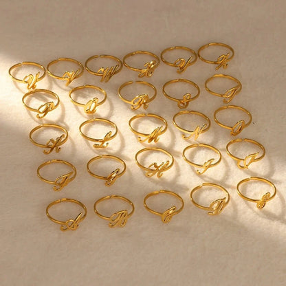 Dainty Adjustable Classy Letter Initial Rings