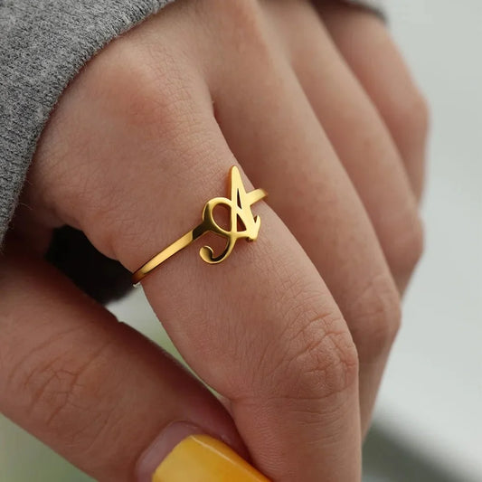 Dainty Adjustable Classy Letter Initial Rings