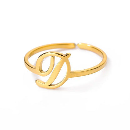 Dainty Adjustable Classy Letter Initial Rings