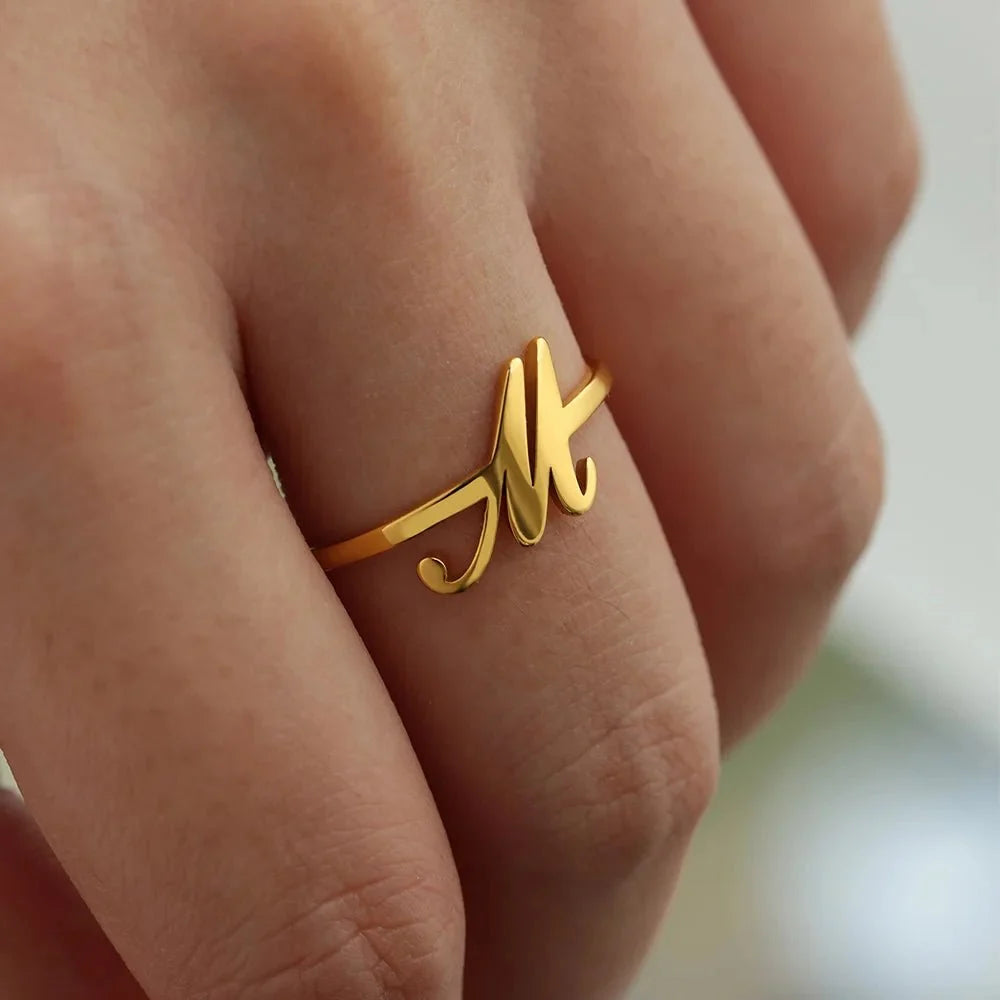 Dainty Adjustable Classy Letter Initial Rings