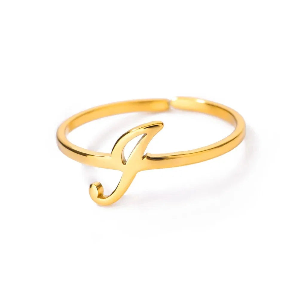 Dainty Adjustable Classy Letter Initial Rings
