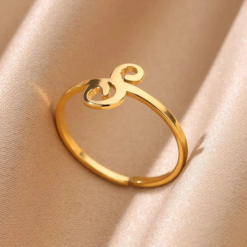 Dainty Adjustable Classy Letter Initial Rings