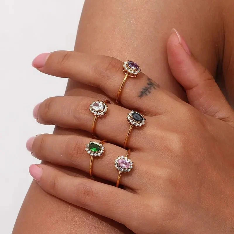Dainty Adjustable Oval Diamond Rings