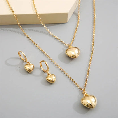 Dainty Balloon Heart Necklace, Bracelet, and Earring Set
