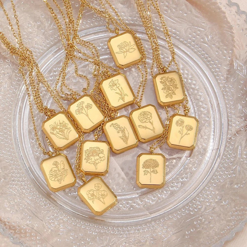 Dainty Birth Month Flower Necklace