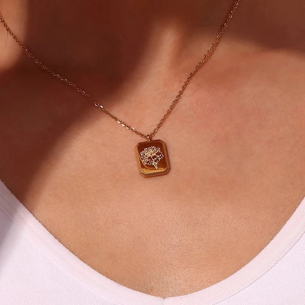 Dainty Birth Month Flower Necklace