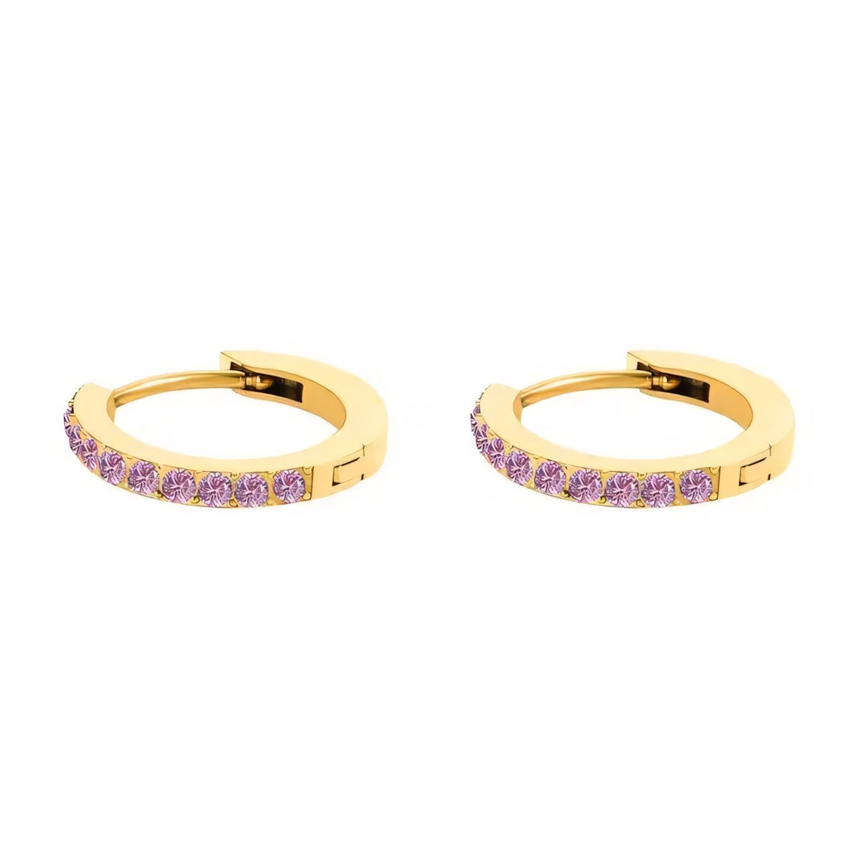 Dainty Birthstone Hoop Huggie Earrings