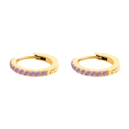 Dainty Birthstone Hoop Huggie Earrings