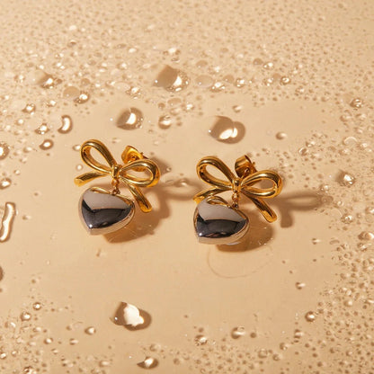 Dainty Bow Heart Earrings