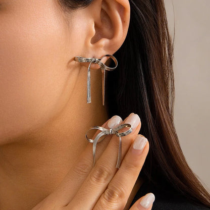 Dainty Bow Tassel Earrings