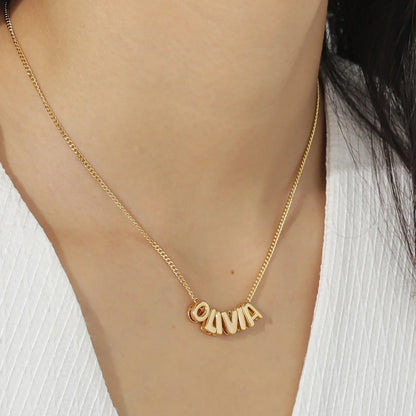 Dainty Bubble Letter Name Necklace