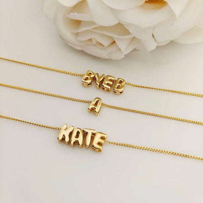 Dainty Bubble Letter Name Necklace