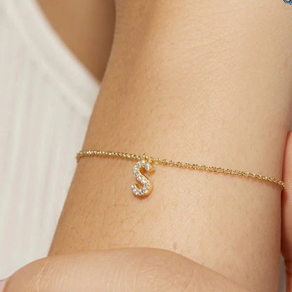 Dainty Chain Diamond Initial Bracelet