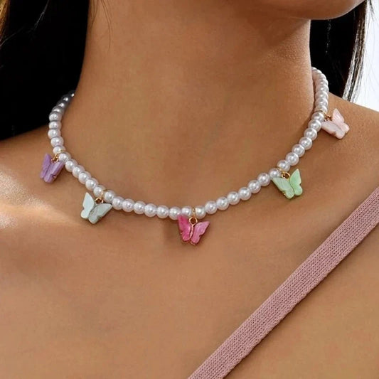 Dainty Colorful Butterfly Choker Necklace