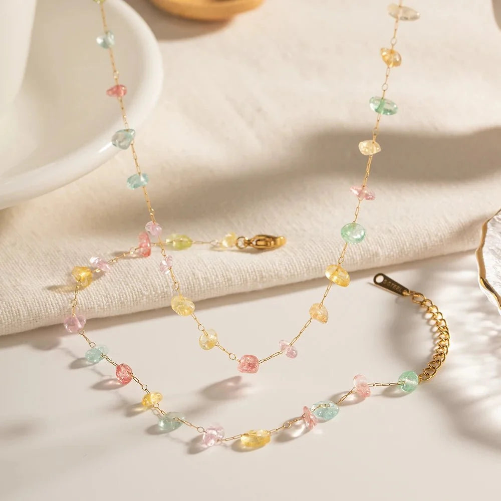 Dainty Crystal Bracelet and Necklace Set