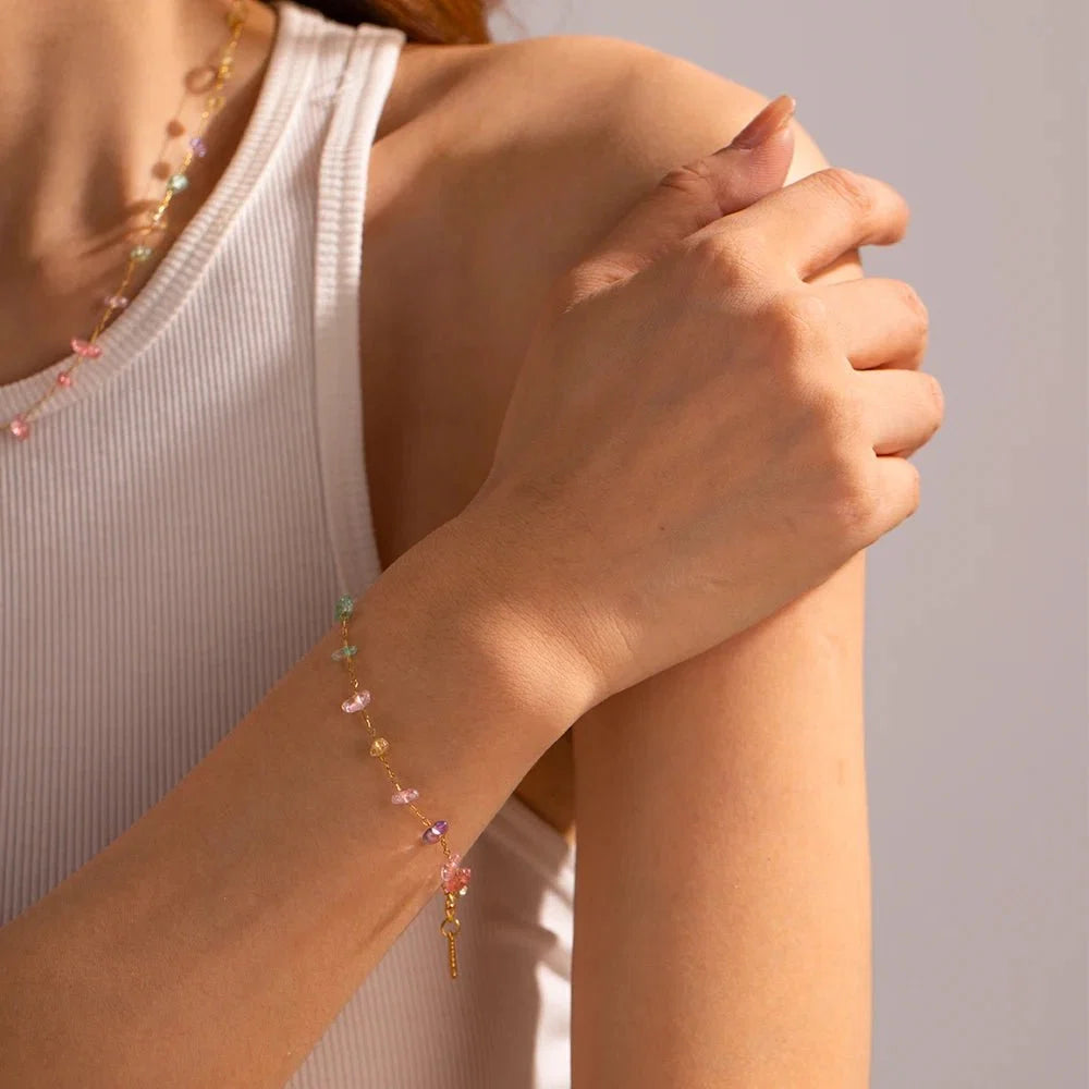 Dainty Crystal Bracelet and Necklace Set
