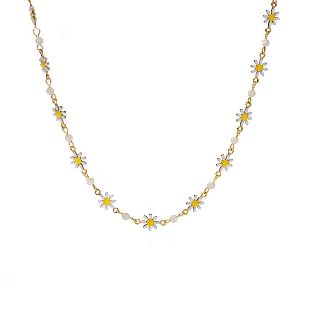 Dainty Daisy Floral Bracelet Necklace and Earrings Set