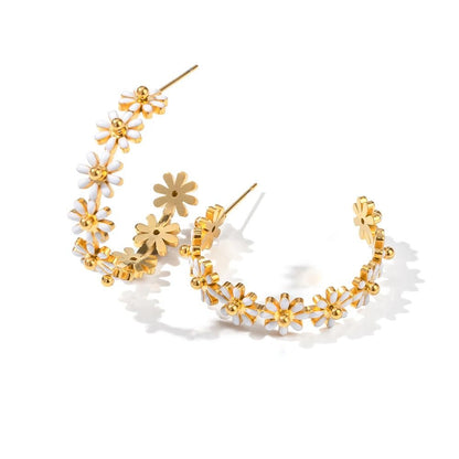 Dainty Daisy Floral Bracelet Necklace and Earrings Set