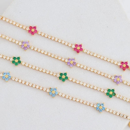 Dainty Diamond Floral Bracelets and Earrings
