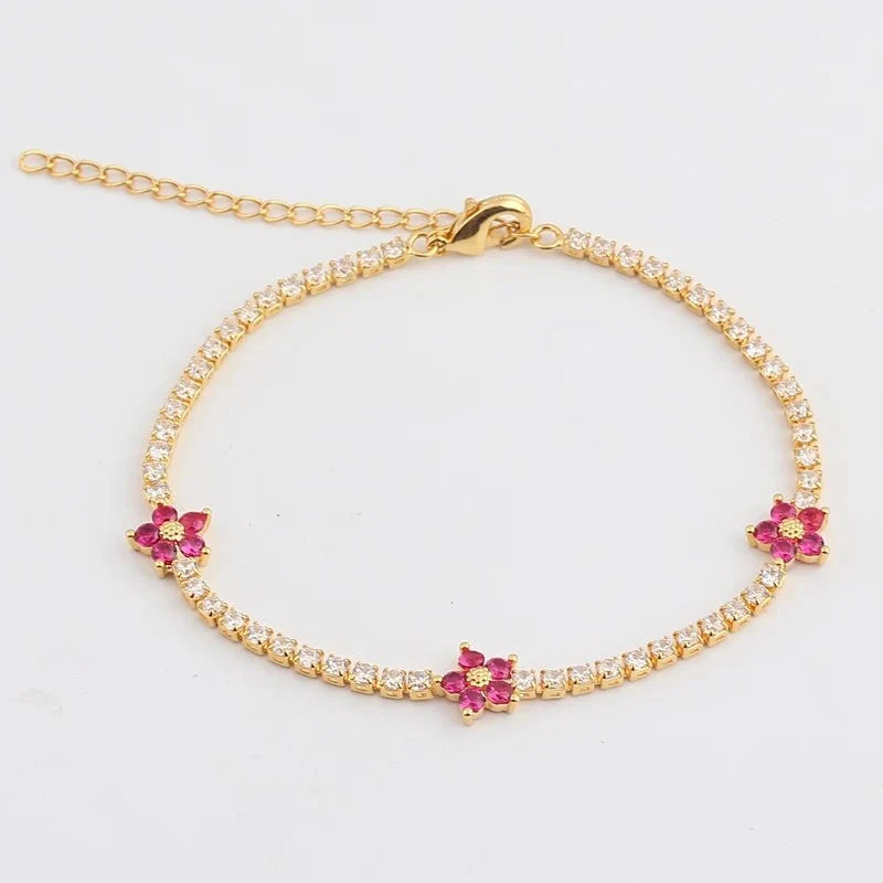 Dainty Diamond Floral Bracelets and Earrings