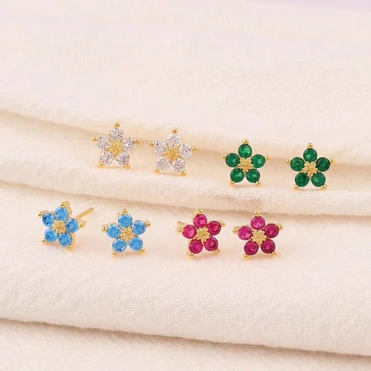 Dainty Diamond Floral Bracelets and Earrings