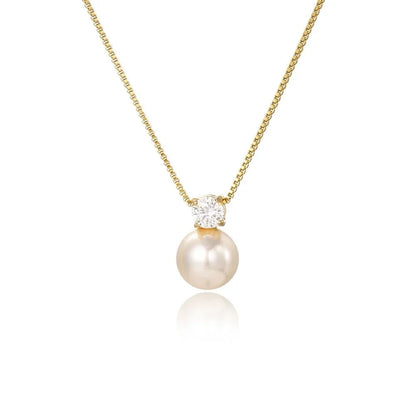 Dainty Diamond Pearl Necklace