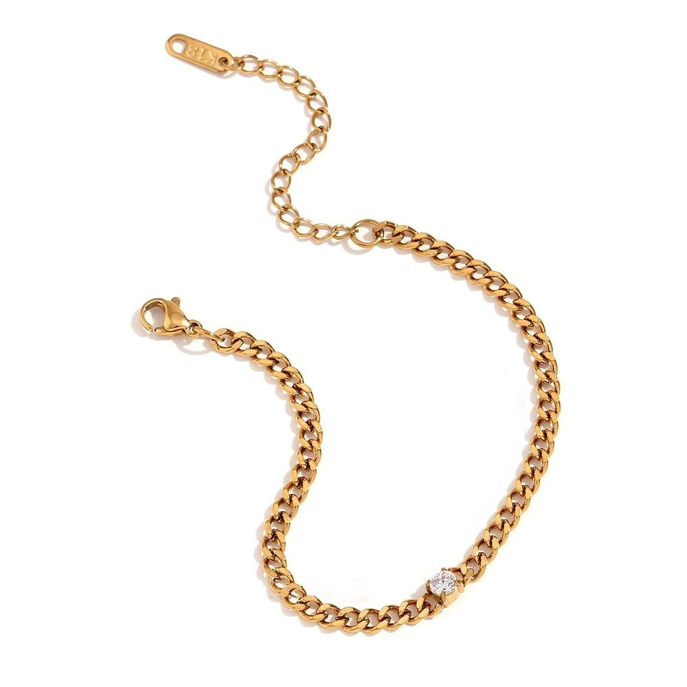 Dainty Diamond Set Gold Cuban Bracelets