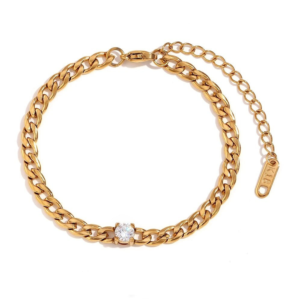 Dainty Diamond Set Gold Cuban Bracelets