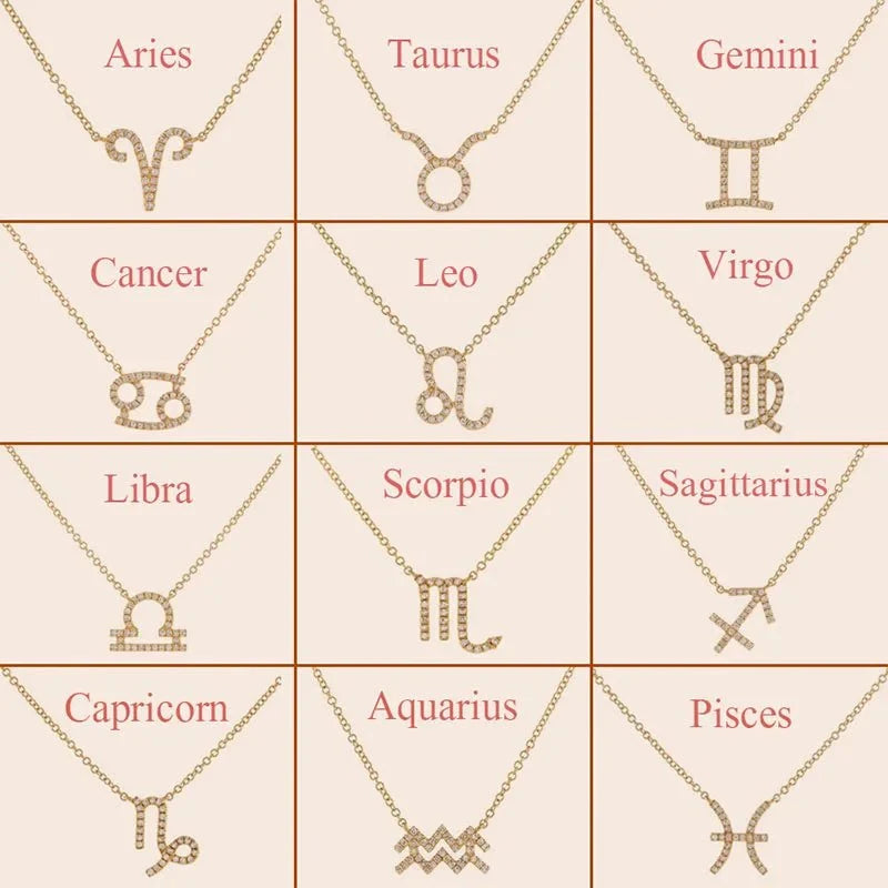 Dainty Diamond Zodiac Sign Necklace