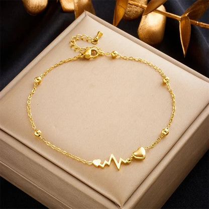 Dainty EKG Heart Anklet