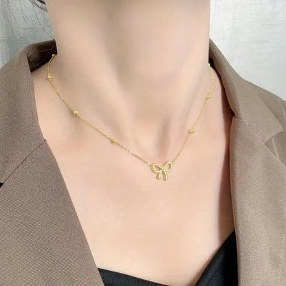 Dainty Feminine Bow Necklace